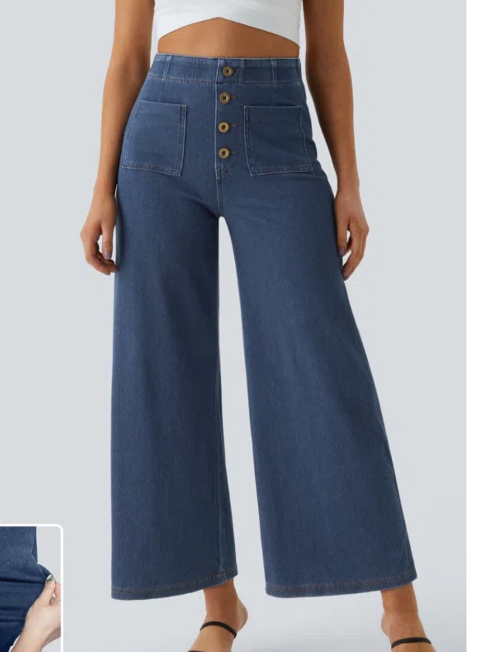 Halara Flex™ High Waisted Pockets Washed Casual Wide Leg Jeans 26 XS